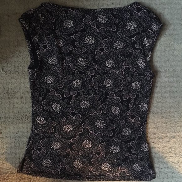Context Petite Small Black Brown Floral Blouse/T-shirt - Picture 2 of 3